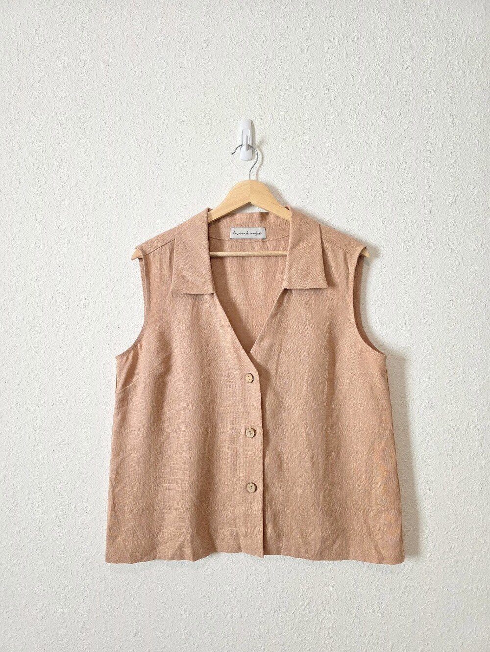 Love and Confuse Linen Collared Button Front Top L